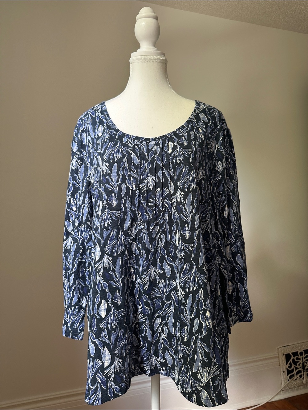 SEASALT CORNWALL Penhollow 100% Organic Cotton Scoop Neck 3/4 Sleeve‎ Top Sz 14